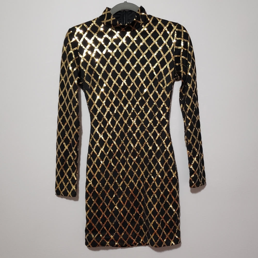 Black Dress with Gold Sequins